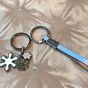 ❄️Bundle -Two Coach Keychains Snowflakes & Strap❄️